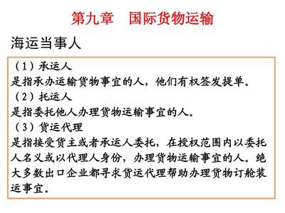 第九章 國(guó)際貨物運(yùn)輸與國(guó)內(nèi)貨物運(yùn)輸代理